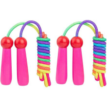 Kids Skipping Rope 2 Pack, Adjustable Children Jump Rope with Wooden Handle for Boys and Girls Exercise Outdoor Activity(2.4M)