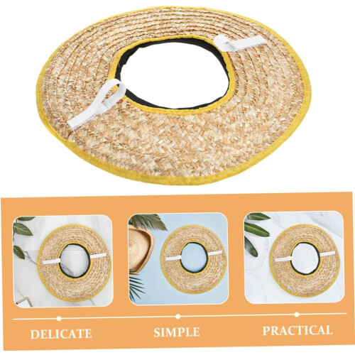 2Pcs Hard Hat Sunshade Visor Straw Woven Brim 45Cm Diameter Construction Worker Helmet Attachment 2