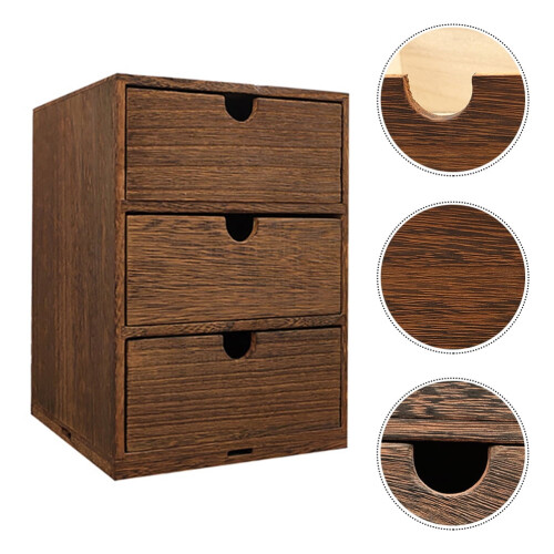 Wooden Multi-layer Desktop Drawer Storage Box Brown 1