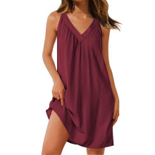 Women's sleeveless lightweight cross-back pleated-Burgundy M