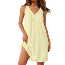 Women's sleeveless lightweight cross-back pleated-apricot L