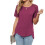 Women's openwork lace sleeve top, elegant loose-deepdarkred S 1