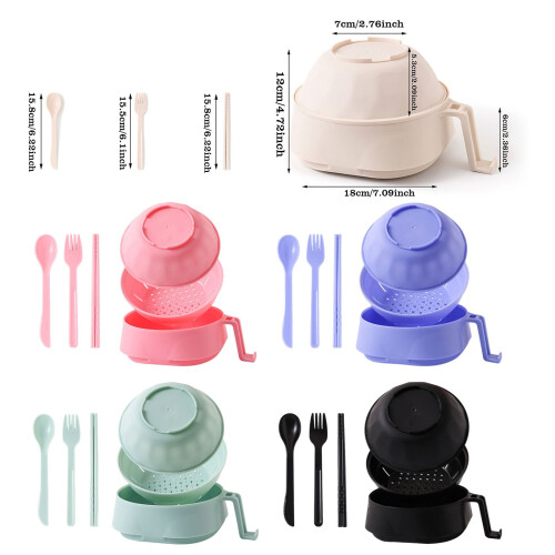 Mikrowellen-Ramen-Schüssel-Set mit Sieb und Essstäbchen 2