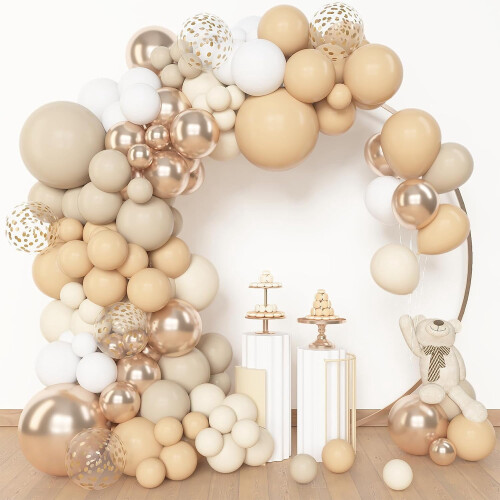 Kit para Arco de Balões Branco e Dourado – 153 peças 1