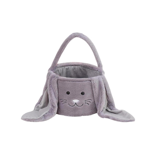 Easter basket with plush rabbit decor flocked velvet 1