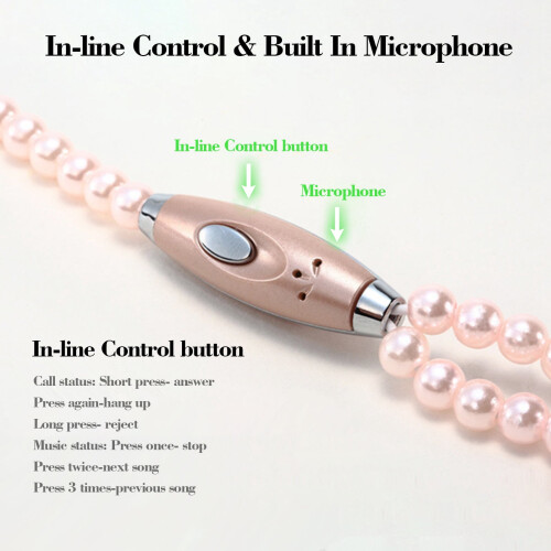 Auricolari stereo con microfono e collana di perle da 3,5 mm 2
