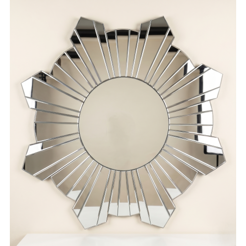 Sunburst Hanging Mirror Silver Decor 65cm