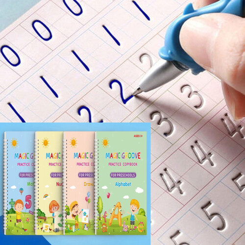 Sada sešitů pro cvičení psaní Magic Handwriting – 4Books + pero 2