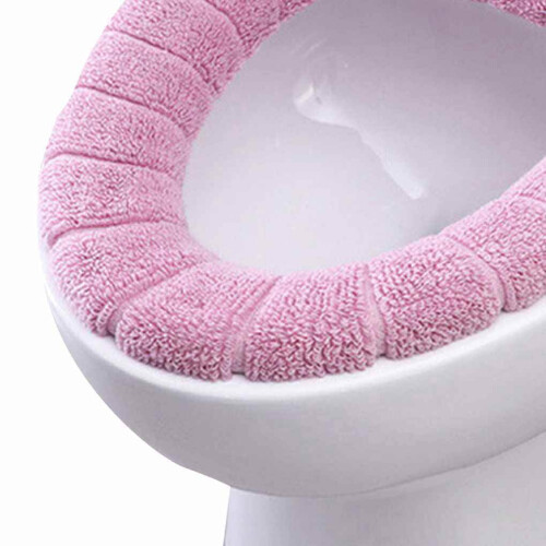 Copriwater in acrilico elasticizzato e lavabile, rosa 1