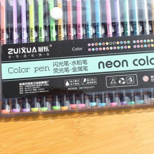 Neon Gel Pens Set Quick-Drying Comfort Grip 12 Colors 1