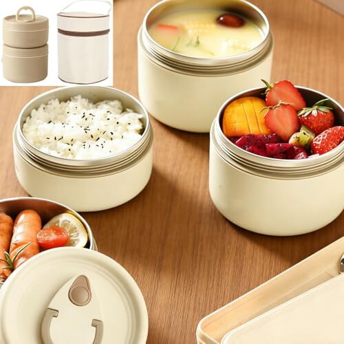 Conjunto de 4 recipientes térmicos para almoço com bolsa térmica. 2