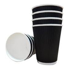 12oz Triple Wall Ripple Takeaway Black Cups 200pcs