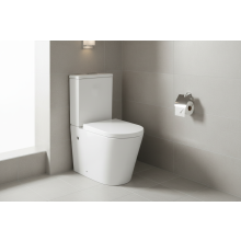 (Wc Round) Bathroom Toilet WC Unit Pan Soft Close Seat White Gloss Close-Coupled