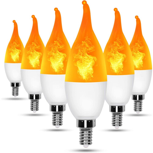 Λαμπτήρας LED DISEN E12 με φλόγα, 3 λειτουργίες, συσκευασία 6 τεμαχίων
