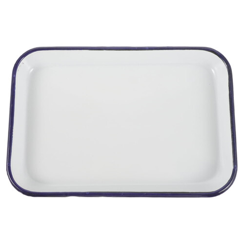 Plaque de cuisson rectangulaire en émail blanc 34 x 24 cm