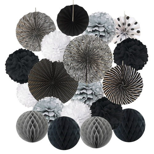 Πακέτο 19 χάρτινων ανεμιστήρων με κυψελοειδή σχήμα για διακόσμηση πάρτι