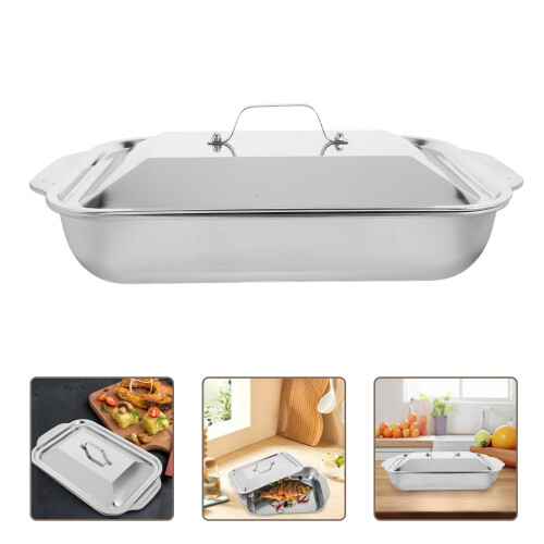 Stainless Steel Fish Roasting Pan Silver Deep 1 Set