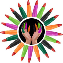HFATMOS Finger Pointers for Kids Reading, 5 Colors Martian Witch Fingers, Fake Finger Nail Covers for Kindergarteners, Young Readers, Halloween, Cospl
