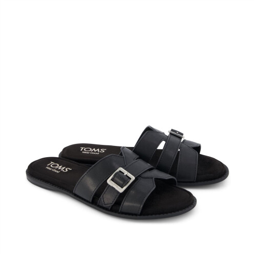Toms (, ) TOMS Sol Mule Leather Women's Black Sandals