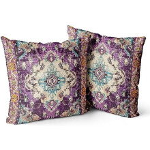 Fodere per cuscini Boho in cotone, set da 2 pezzi, 24x24 pollici, viola