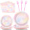 Pastellregnbuepapirservisesett for 24 1