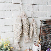 Houten vis wanddecoratie – handgesneden nautisch beeld