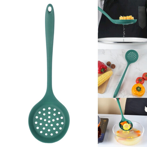 Cuillère-écumoire en silicone 2 en 1, vert armée