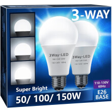 A21LED-lampen 50/100/150W equivalent 5000K E26 2-pack