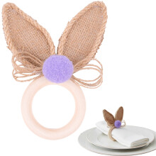 Ronds de serviette oreilles de lapin de Pâques – 1 paquet, 13,5 x 8,9 cm,
