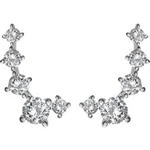 (White Gold, Full) Classic Elegant 14K Gold Plated Cubic Zirconia Ear Crawler Earrings - Faux Diamond Arrow Ear Climber Fashion Earrings for Women