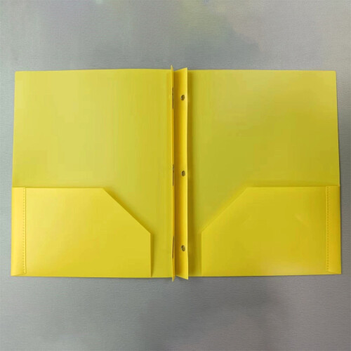 Pasta de plástico resistente com 2 bolsos e 3 pinos. 1