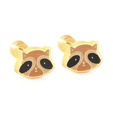 (Little Raccoon EA61930M, Steel color) Classic Elegant Creative Rabbit Stud Earrings, Minimalist Cute Stainless Steel Ear Piercing Jewelry for Women