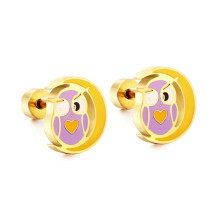 (Owl EA61920M, Golden) Classic Elegant Creative Rabbit Stud Earrings, Minimalist Cute Stainless Steel Ear Piercing Jewelry for Women