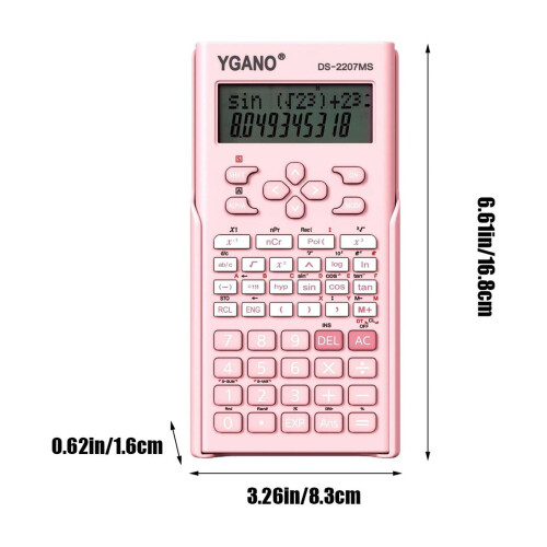 Calculadora científica Gallickan com visor rosa de 2 linhas 2