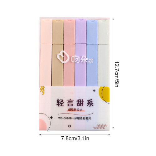 Pastel Highlighters Set Chisel Tip 6 Colors 10ml 2