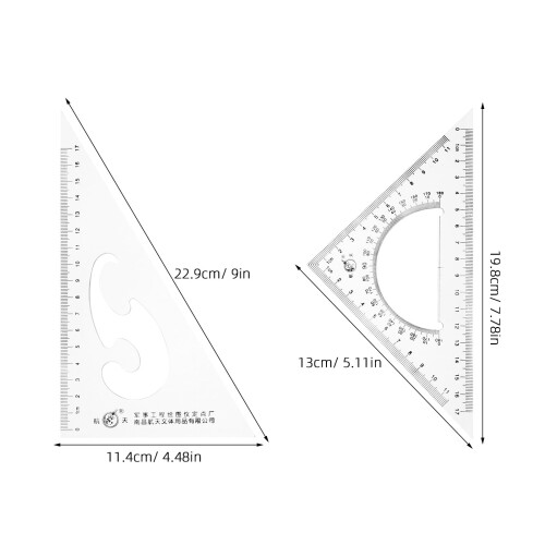 2-delat set med transparenta triangellinjaler 1