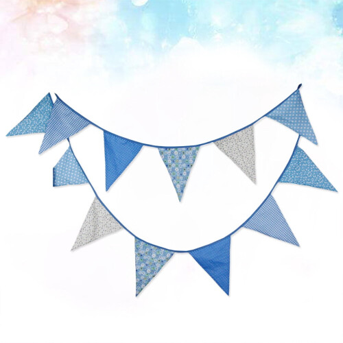 Bandeirola triangular de algodão azul 360cm 2