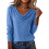 Womens Pile Neck Sweater Soft Knit Long Sleeve Pullover-Blue S 1