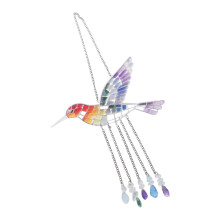 Colorful Acrylic Rainbows Bird Wind Chimes Reflect Sunlight For