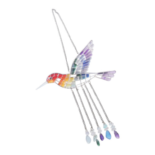 Colorful Acrylic Rainbows Bird Wind Chimes Reflect Sunlight For