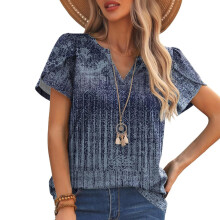 Lightweight Women's V Neck T-Shirt Blouse Colorful-OBB XL