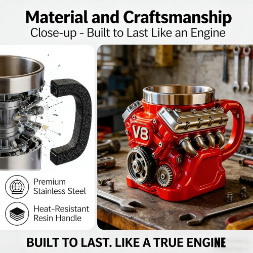 Κούπα καφέ V8Engine 15oz από μονωμένο ανοξείδωτο ατσάλι 1