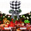 Christmas tree topper red black plaid top hat 4