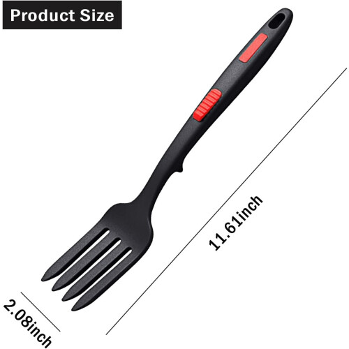 Silicone Cooking Fork Set Black Red 2-Piece 2