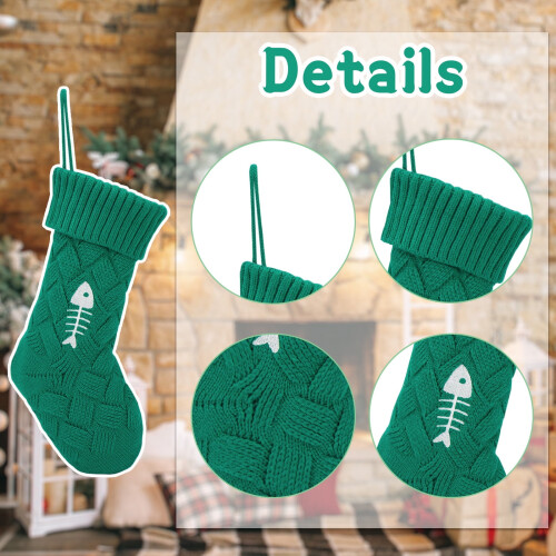 Meia de Natal de tricô com bordado de pata, 45 cm (18 polegadas) 2