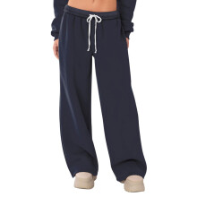 Women's fleece-lined wide-leg warm sports pants,-Navy Blue S