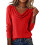 Womens Pile Neck Sweater Soft Knit Long Sleeve Pullover-Red S 1