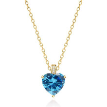 (【December】 Blue Diamond, Gold color) Classic Elegant Women's New S925 Sterling Silver Heart Necklace, 12 Birthstone Pendant Choker