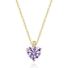 (【June】Light Purple Diamond, Gold color) Classic Elegant Women's New S925 Sterling Silver Heart Necklace, 12 Birthstone Pendant Choker