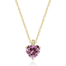 (【October】 Pink Diamond, Gold color) Classic Elegant Women's New S925 Sterling Silver Heart Necklace, 12 Birthstone Pendant Choker